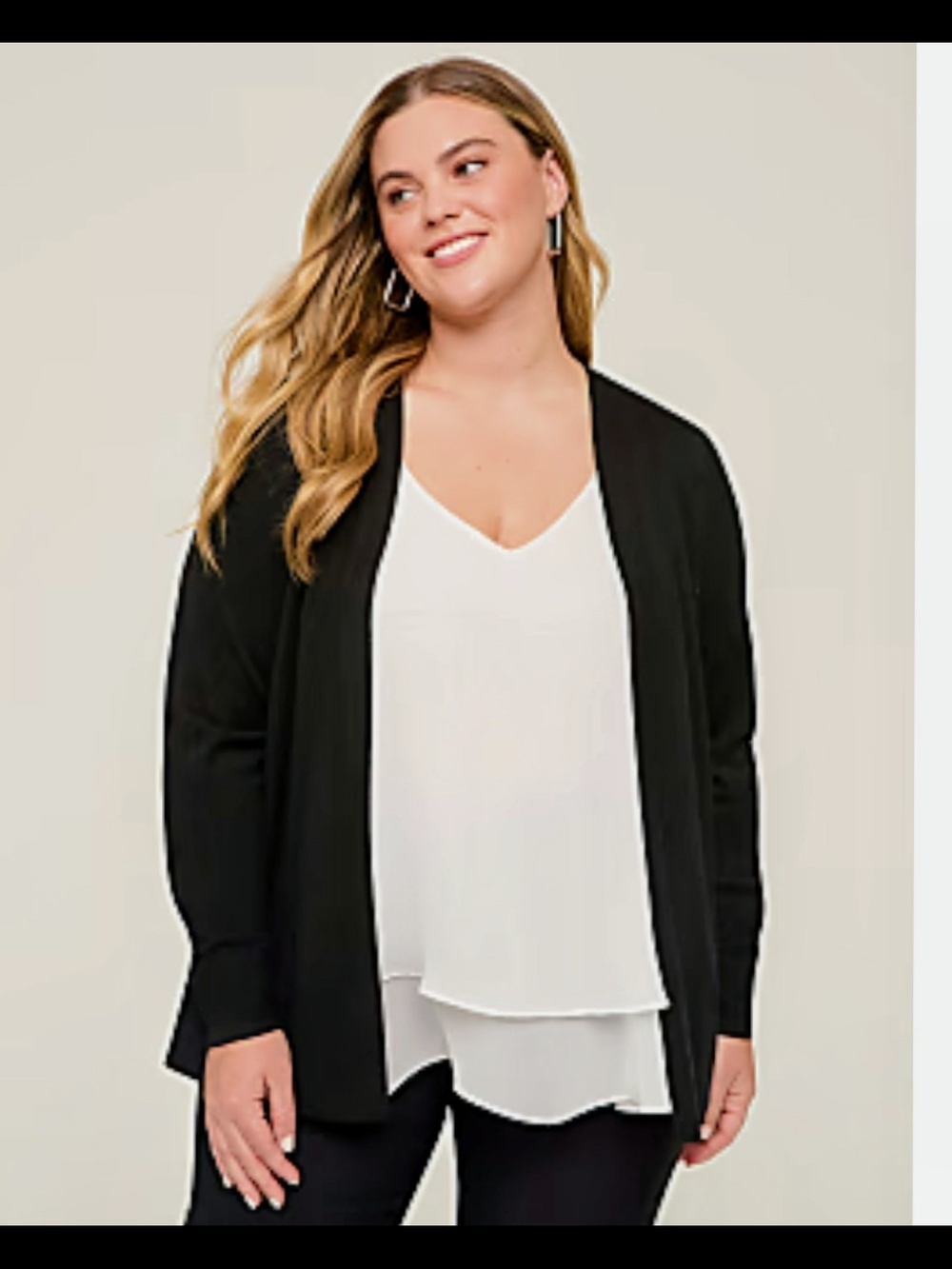 Lane Bryant Black Open-Front Cardigan